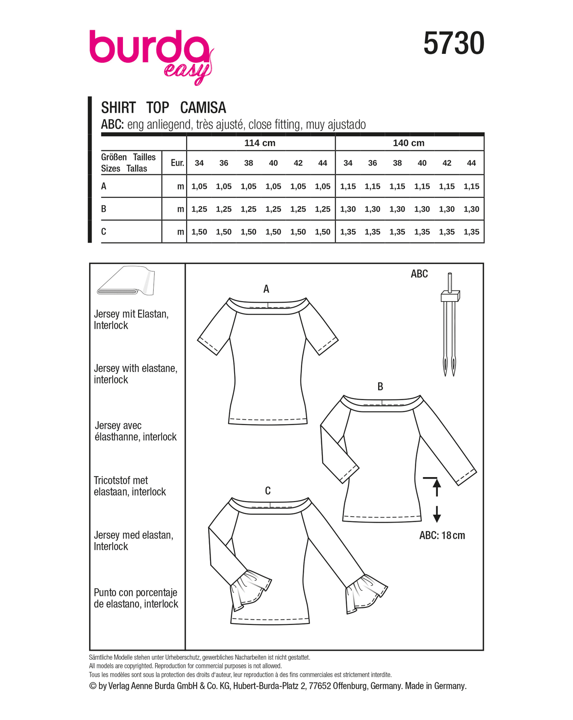 Symønster Burda 5730 - Topp - Dame | Bilde 3