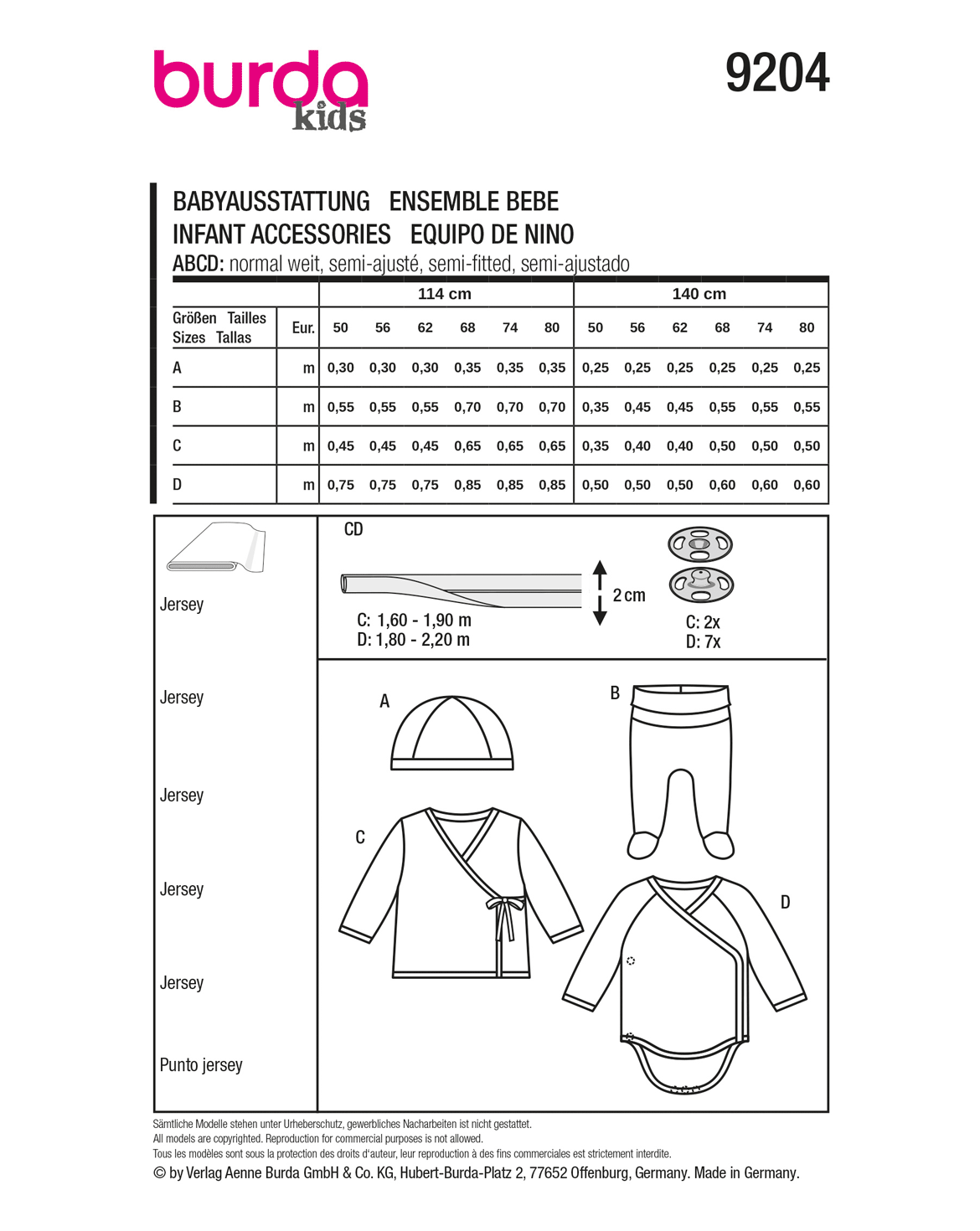 Symønster Burda 9204 - Bukse Buksedrakter Genser - Baby | Bilde 3