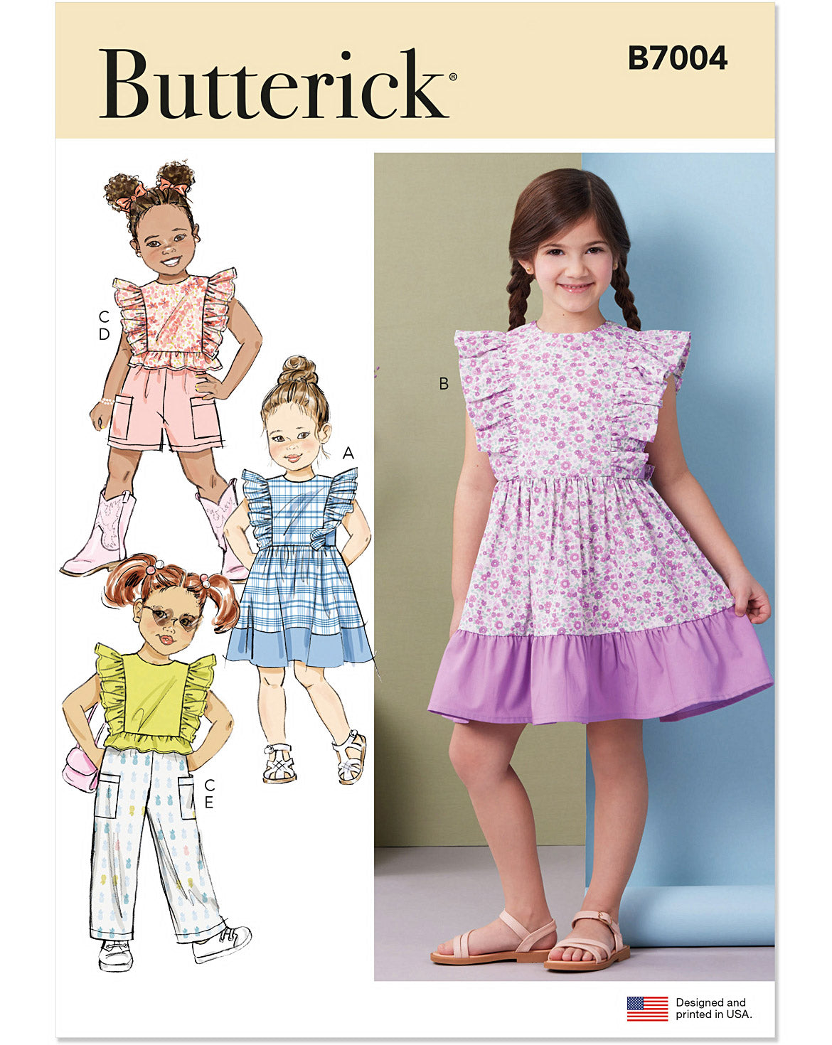 PDF-symønster - Butterick B7004 - Kjole Bukse Shorts Topp - Jente Baby | Bilde 4