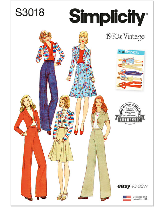 PDF-symønster - Simplicity 3018 - Jakke Bukse Skjørt Vintage - Dame | Bilde 2