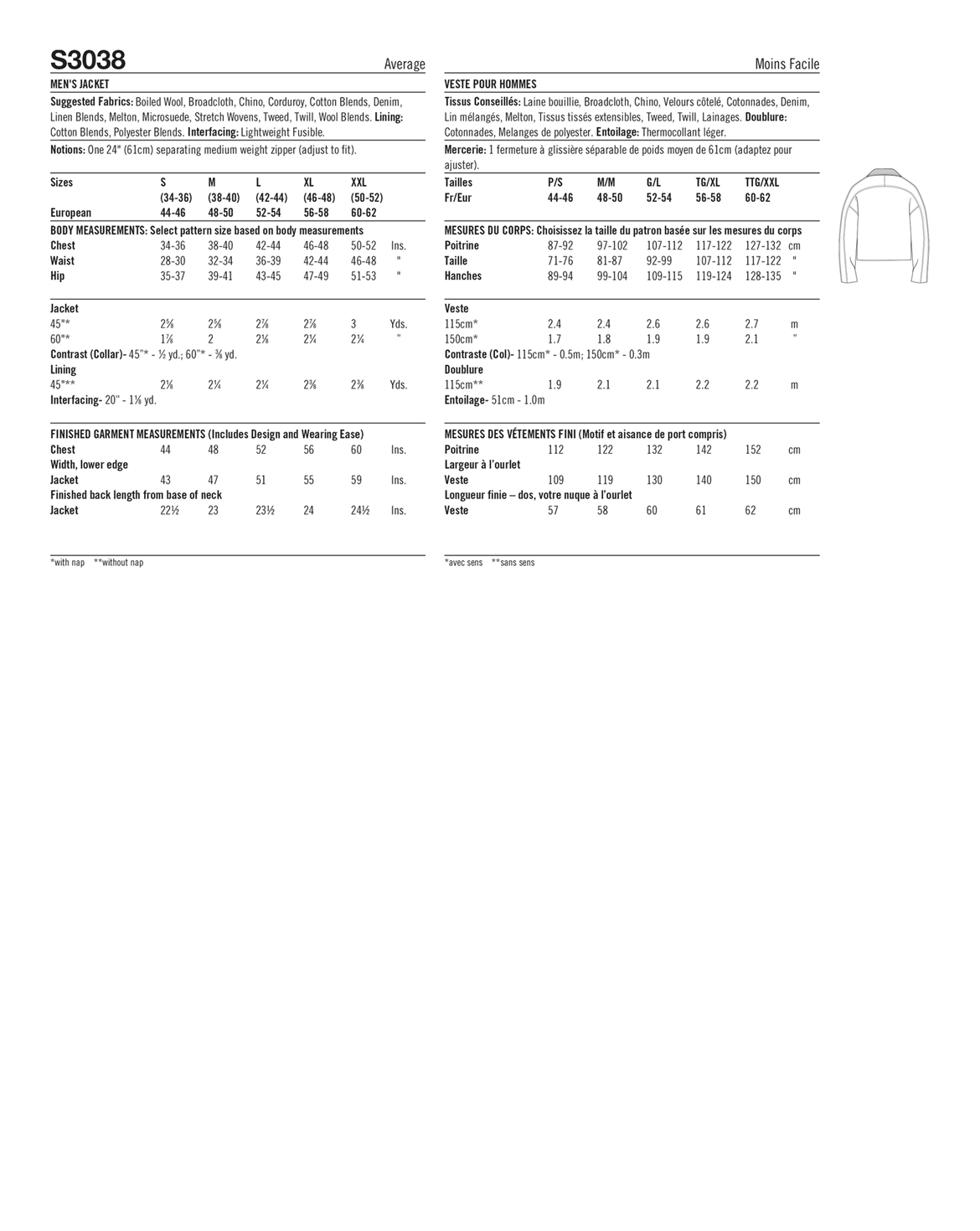 PDF-symønster - Simplicity 3038 - Jakke - Herre | Bilde 3