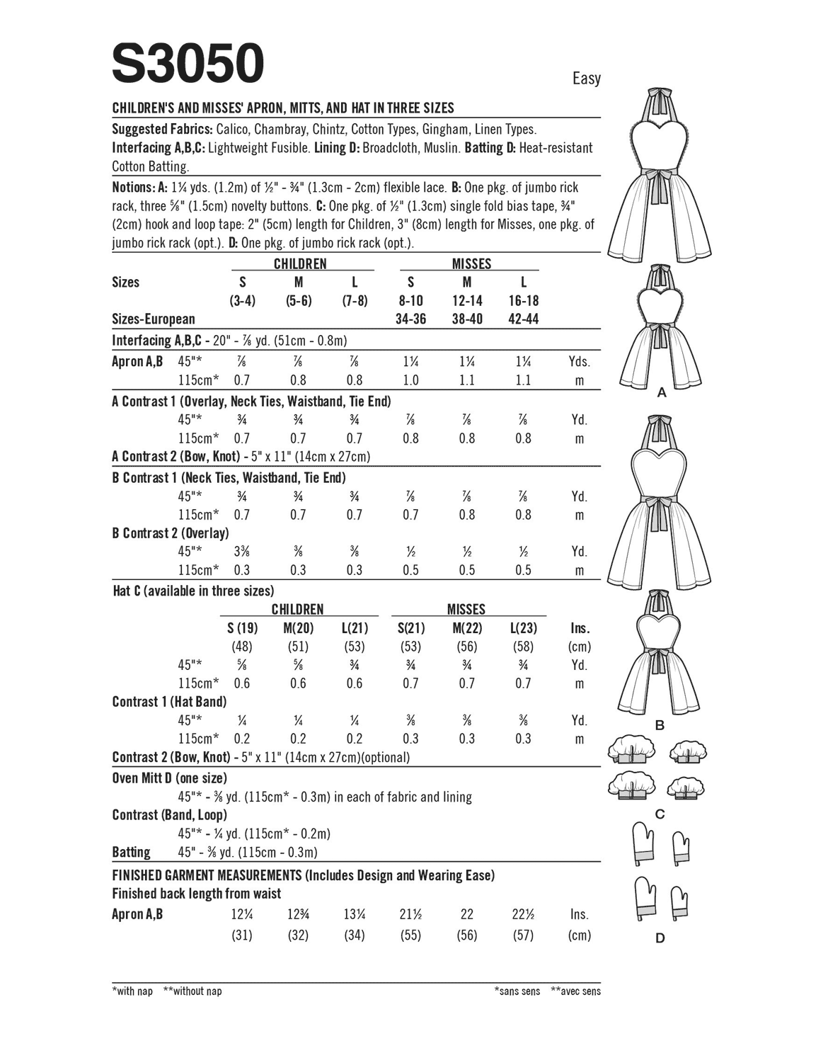 PDF-symønster - Simplicity 3050 - Forkle - Jente Dame - Tilbehør | Bilde 3