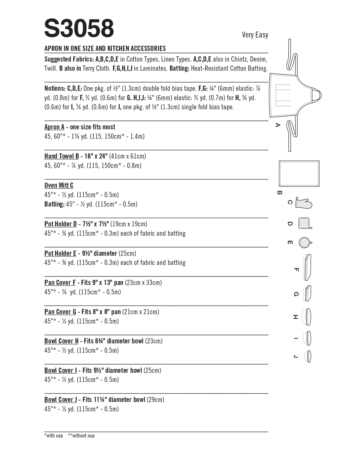 PDF-symønster - Simplicity 3058 - Forkle - Hjemmedekorasjon | Bilde 3