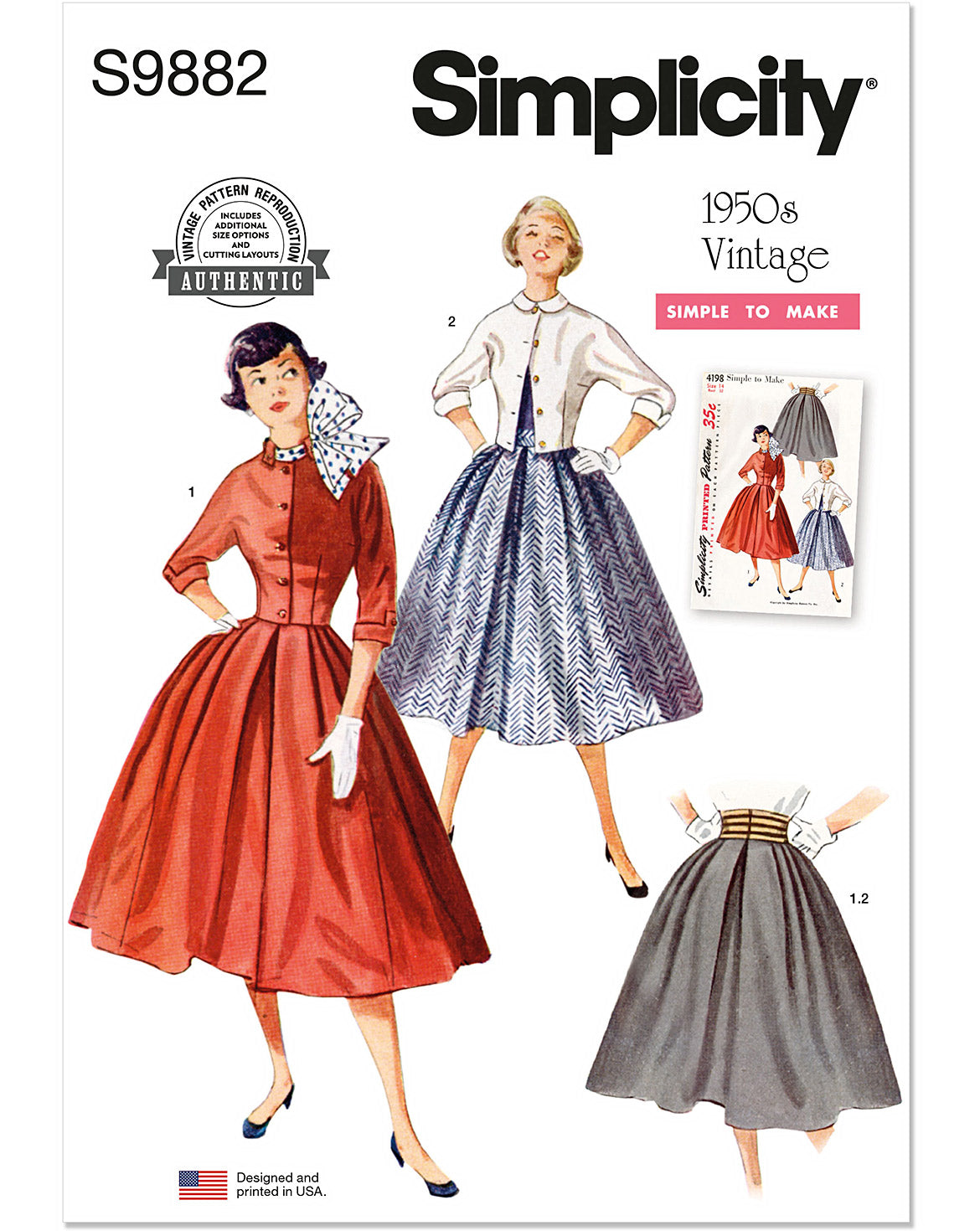 PDF-symønster - Simplicity 9882 - Jakke Skjørt Vintage - Dame | Bilde 2