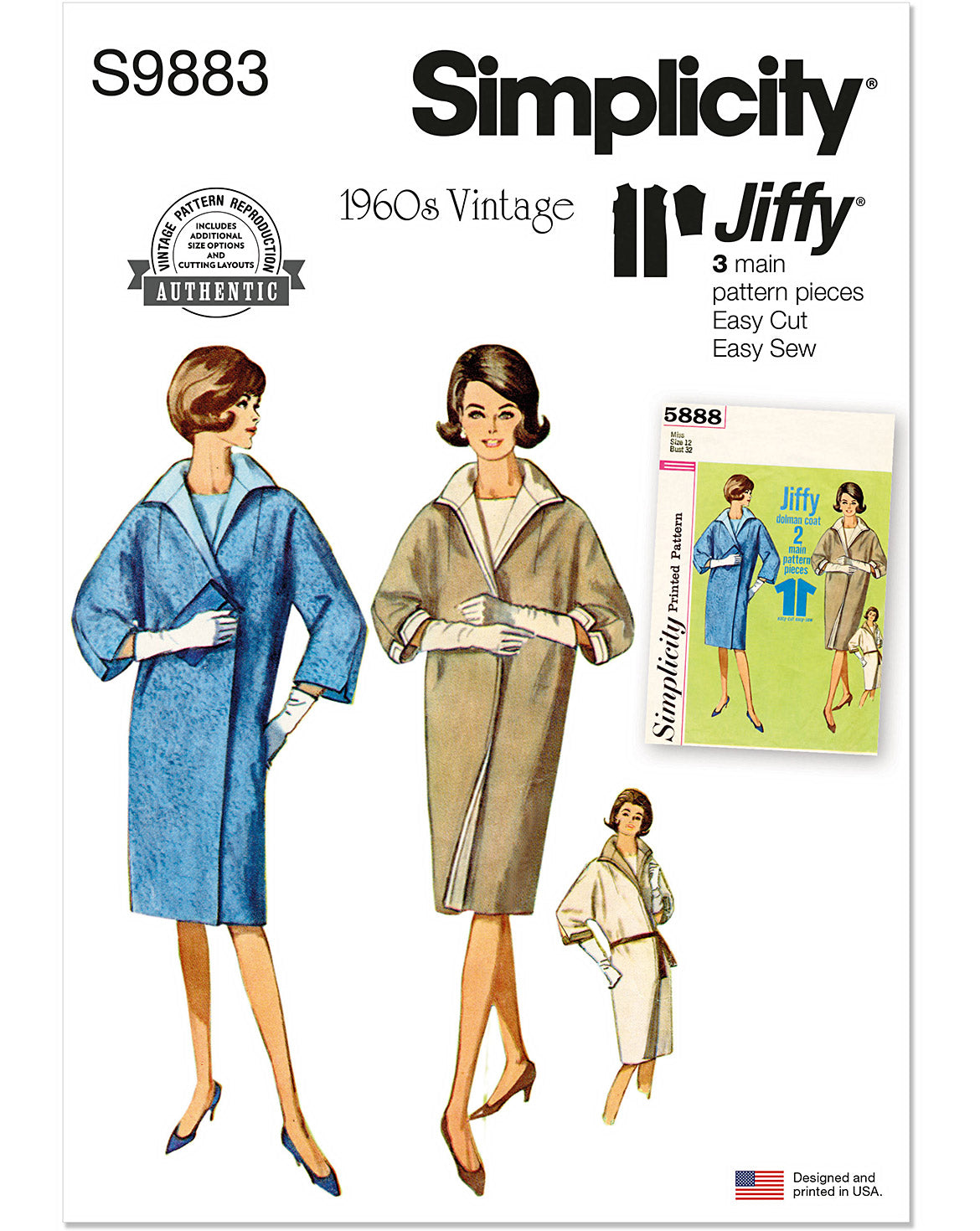 PDF-symønster - Simplicity 9883 - Frakk Vintage - Dame | Bilde 3