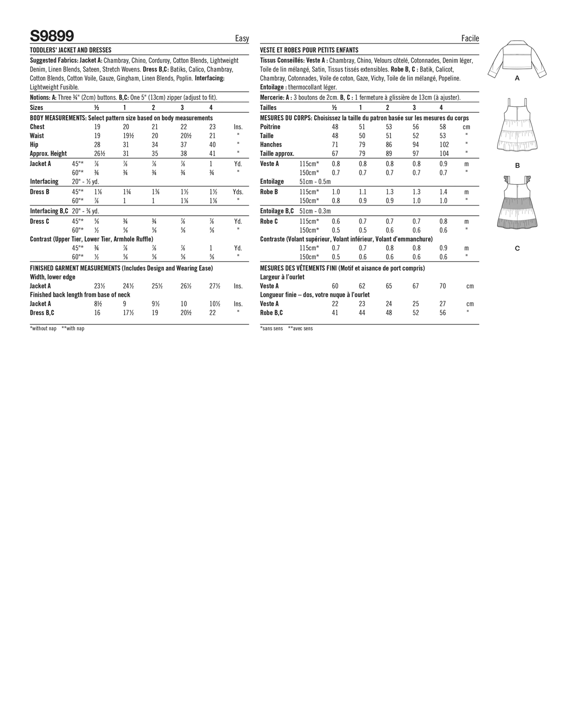 PDF-symønster - Simplicity 9899 - Kjole Jakke - Jente | Bilde 4