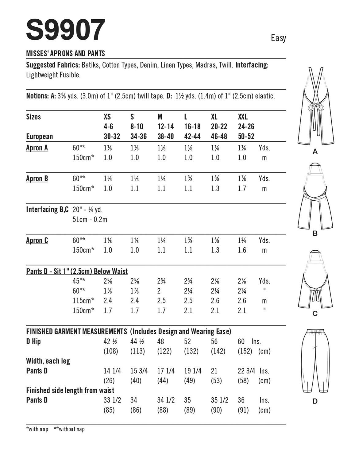 PDF-symønster - Simplicity 9907 - Bukse Forkle - Dame | Bilde 7