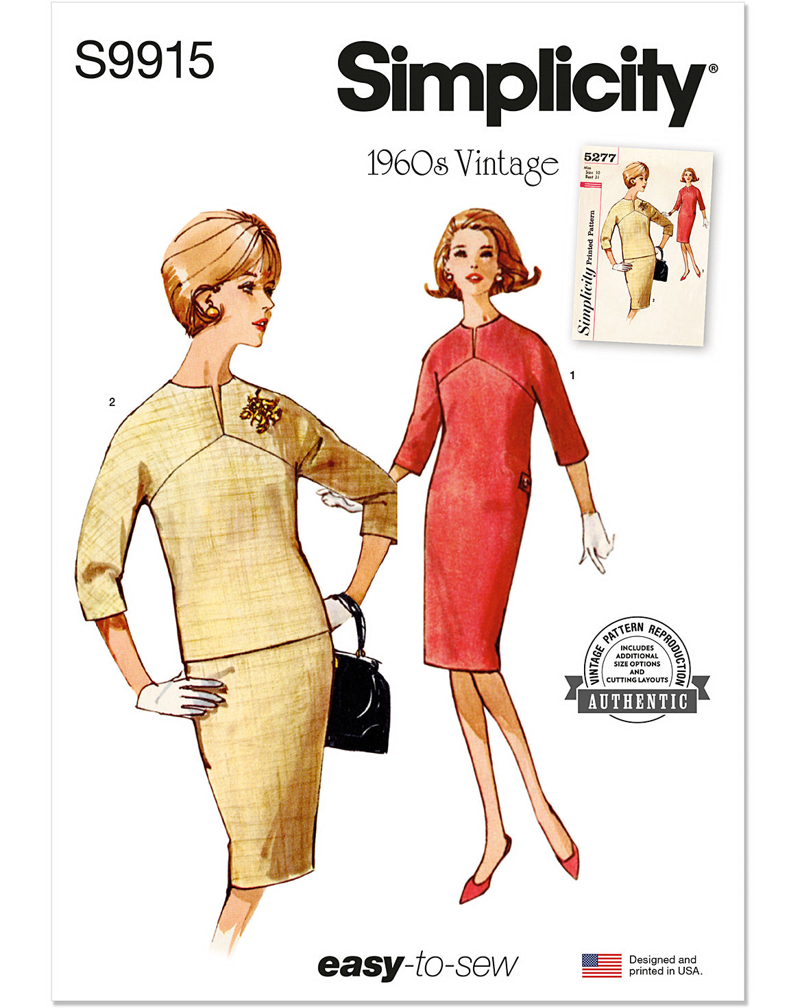 PDF-symønster - Simplicity 9915 - Kjole Skjørt Vintage Jakke - Dame | Bilde 2