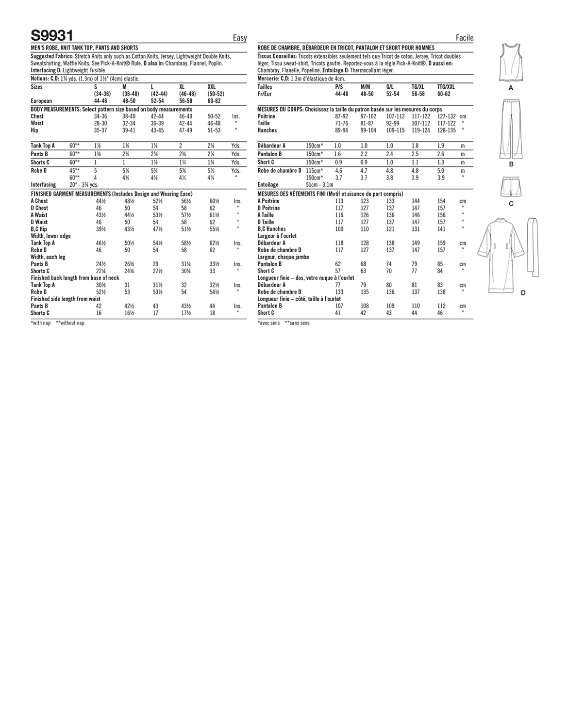 PDF-symønster - Simplicity 9931 - Pysjamas - Herre | Bilde 3