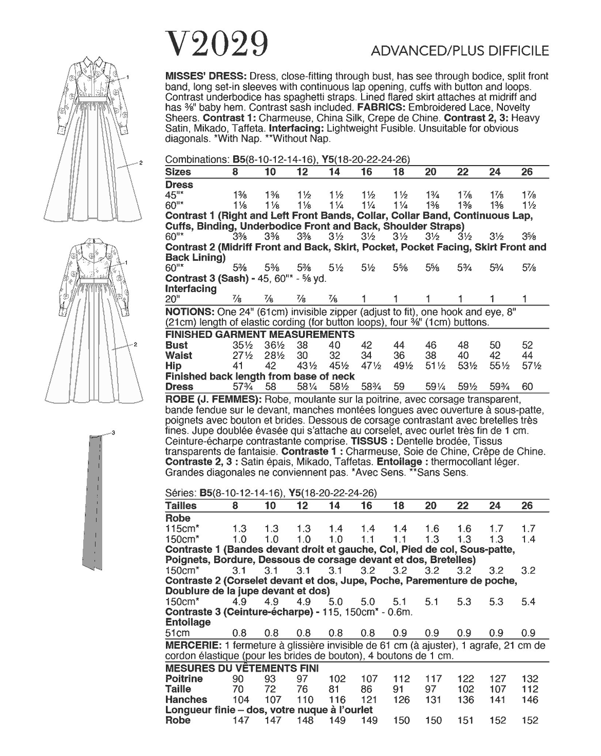 Symønster Vogue Patterns 2029 - Kjole - Dame | Bilde 3