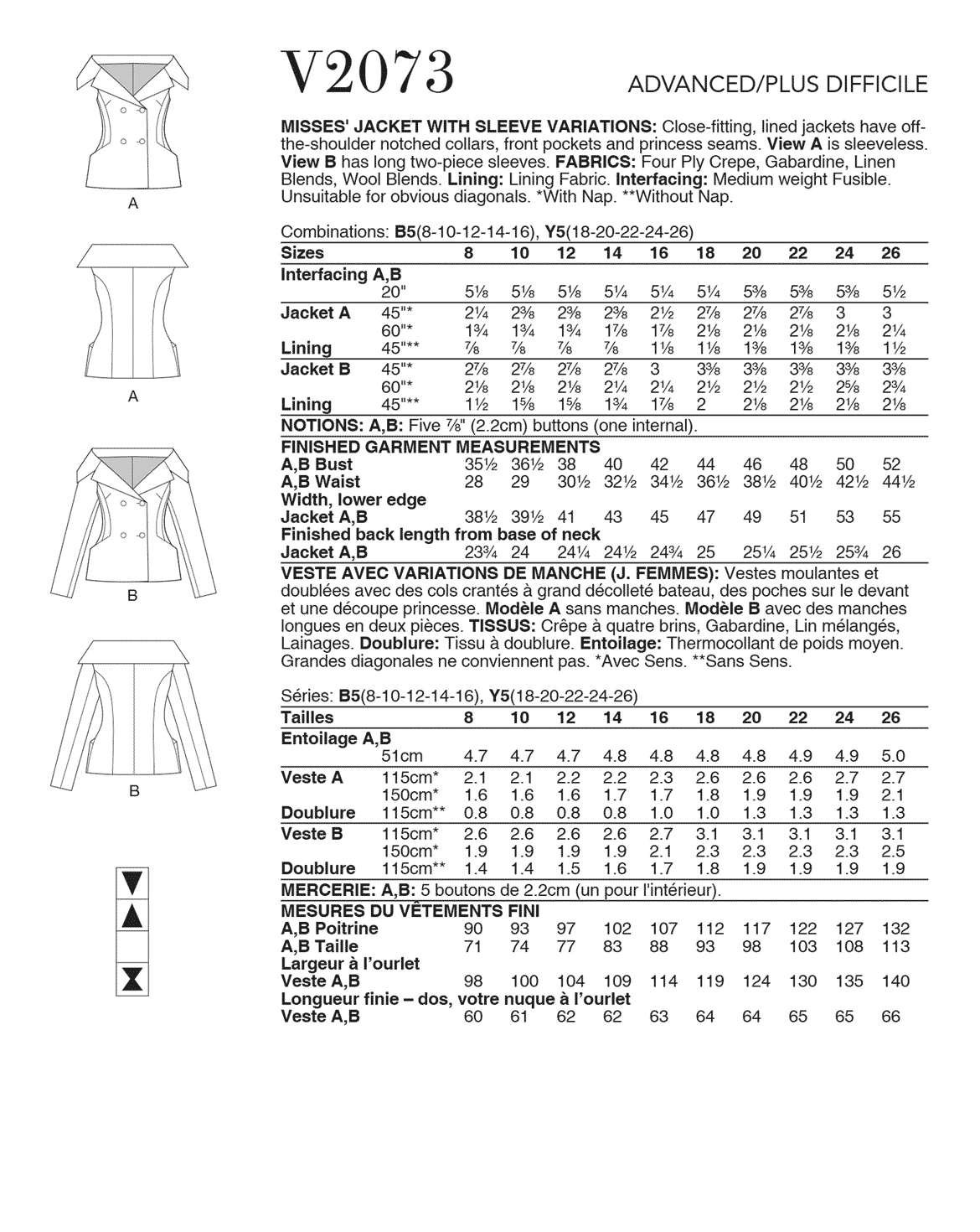 Symønster Vogue Patterns 2073 - Jakke Topp - Dame - Fest | Bilde 3