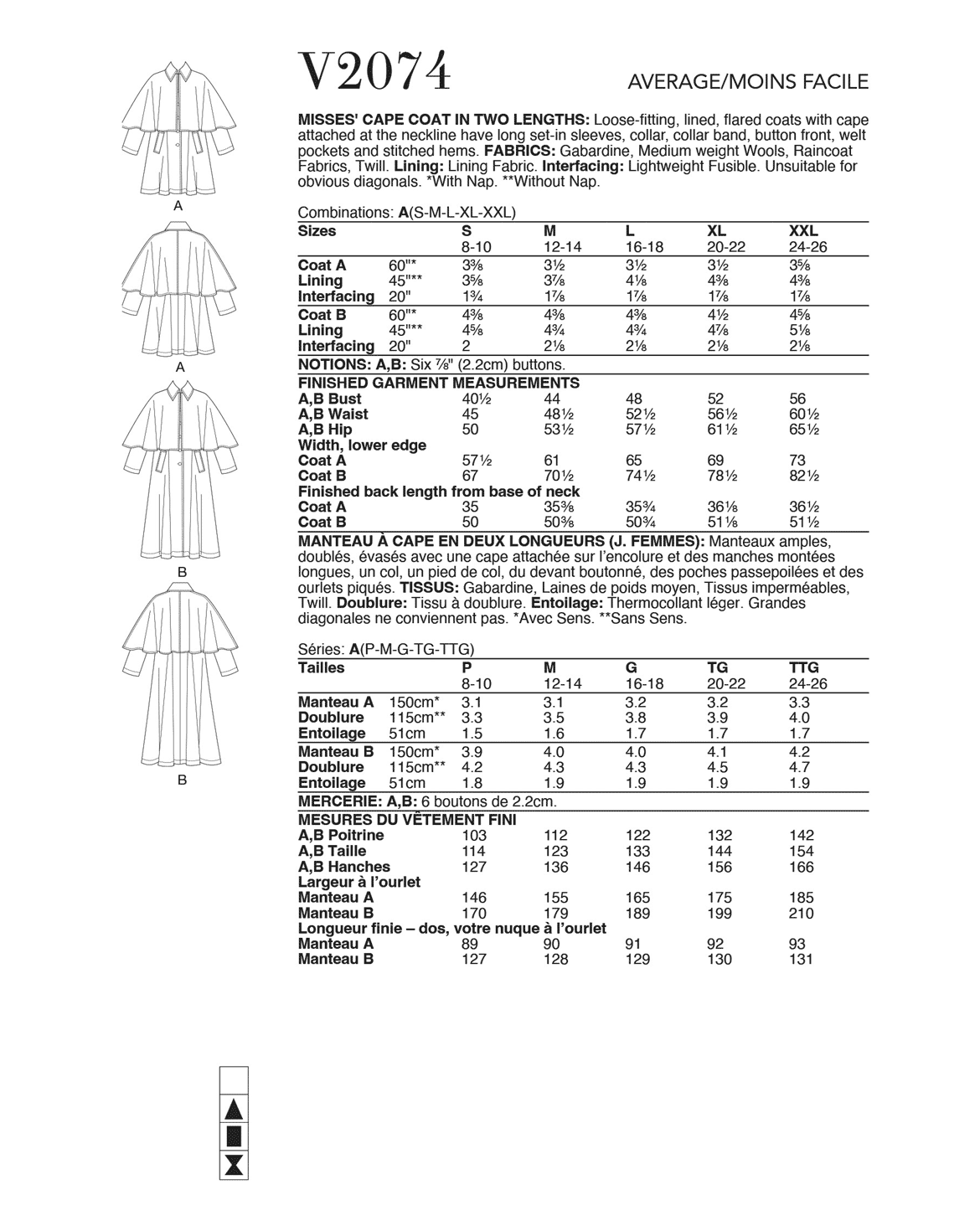 Symønster Vogue Patterns 2074 - Frakk - Dame | Bilde 3