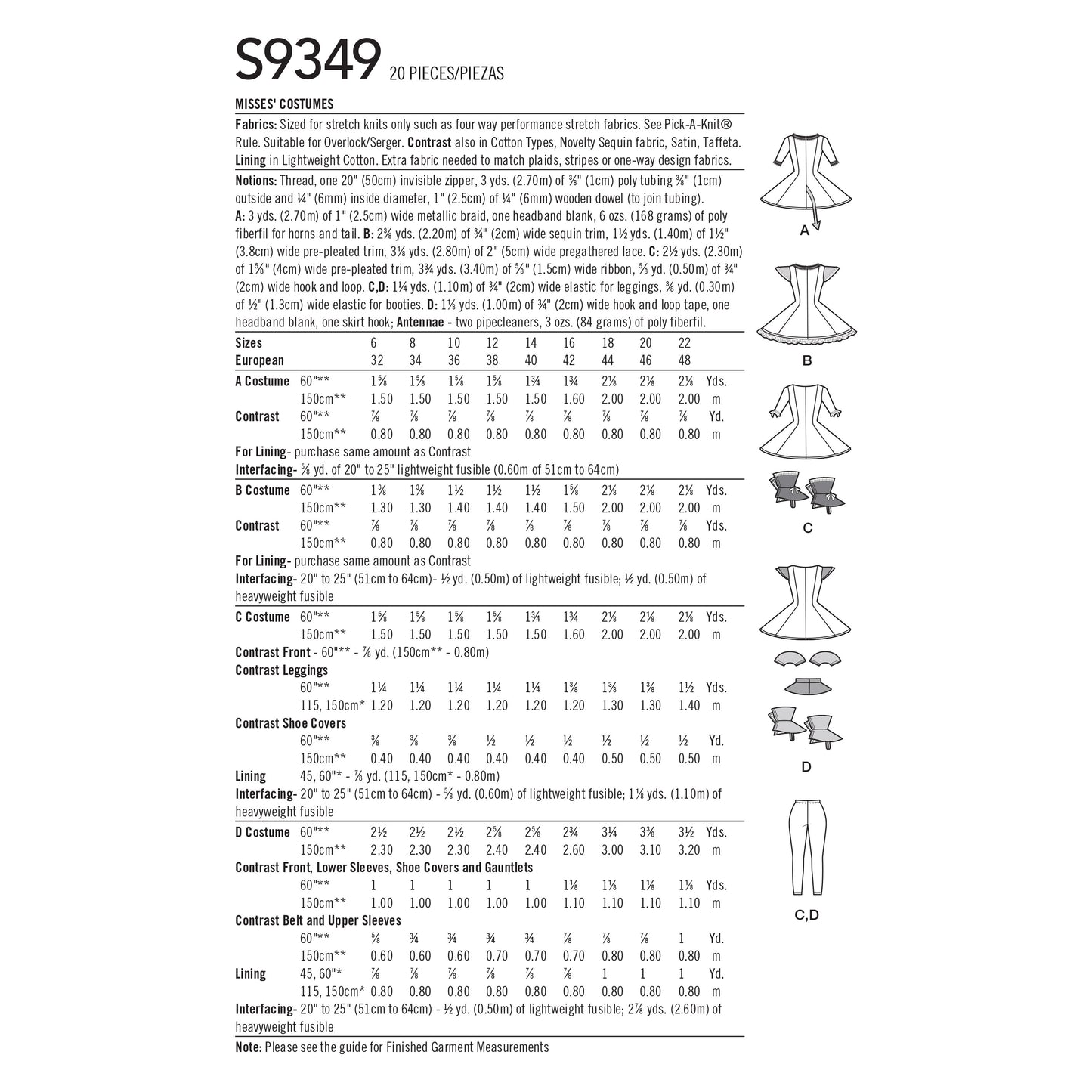 Symønster Simplicity 9349 - Kostyme - Dame - Karneval | Bilde 7