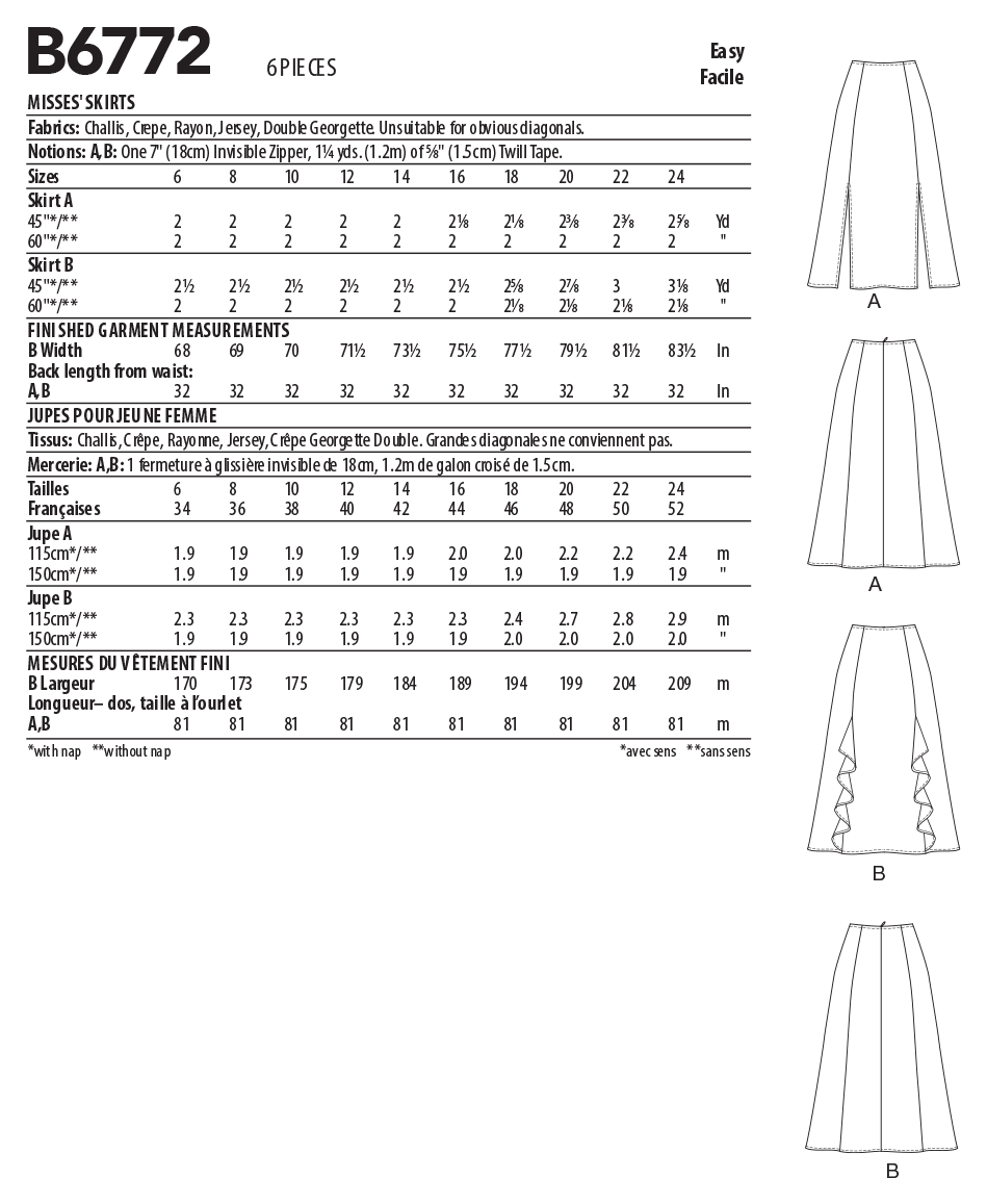 Symønster Butterick 6772 - Skjørt - Dame | Bilde 4