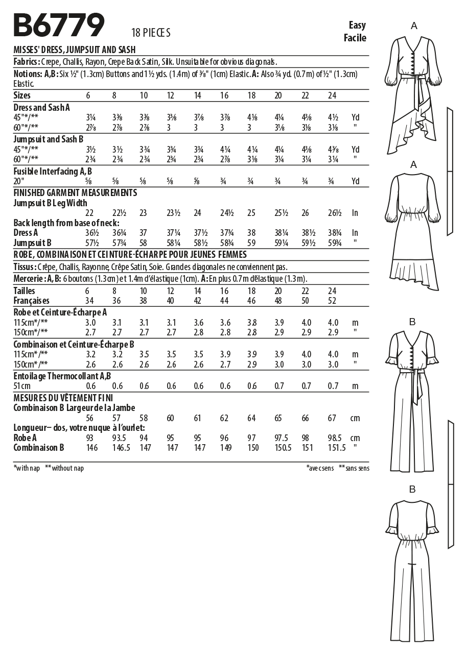 Symønster Butterick 6779 - Kjole Buksedrakter - Dame | Bilde 4