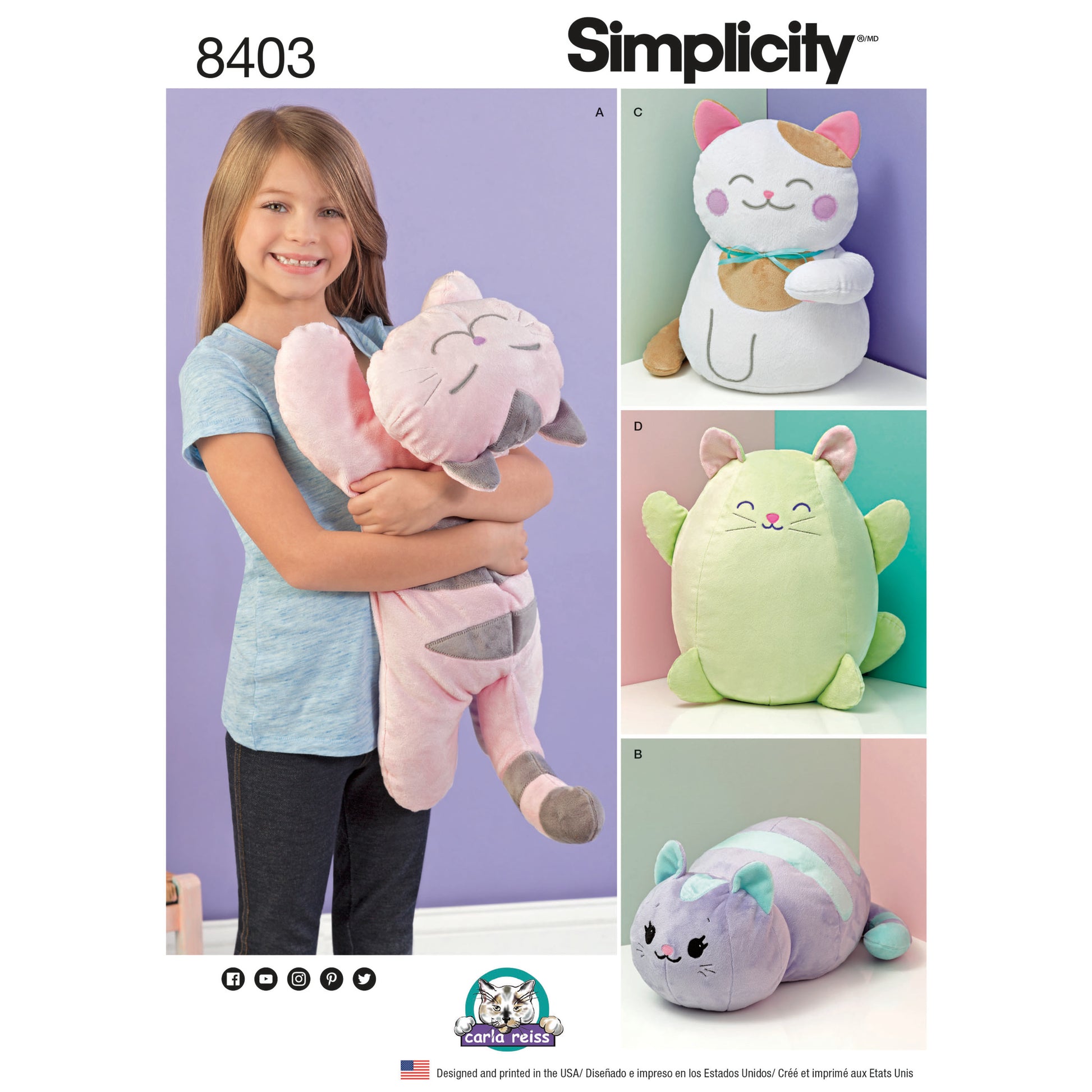 Symønster Simplicity 8403 - Stuffed Kitties | Bilde 5